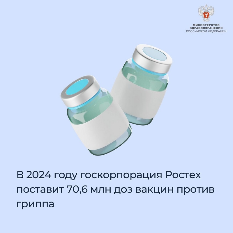 В 2024 году госкорпорация Ростех поставит 70,6 млн доз вакцин против гриппа