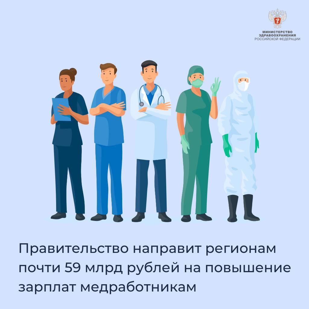 Правительство направит регионам почти 59 млрд рублей на повышение зарплат медработникам