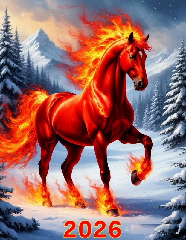 С наступающим Новым 2026 годом, годом Красной Огненной Лошади!